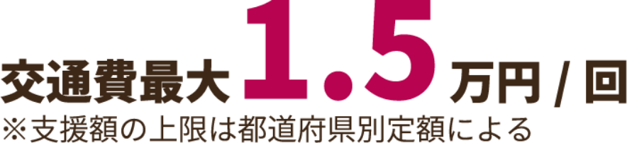交通費最大1.5万円/回